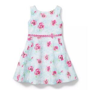 Janie And Jack Spring Floral Pique Dress In Sky Blue Floral Size 6 Girls